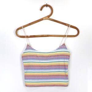 PacSun Basics rainbow striped cropped tank top size Small